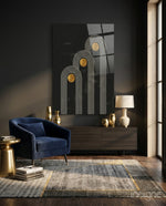 Three Dots Glass Wall Art - Lifestyle preview in a designer interior