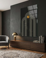 The Dot and Lines Glass Wall Art - Lifestyle preview in a designer interior