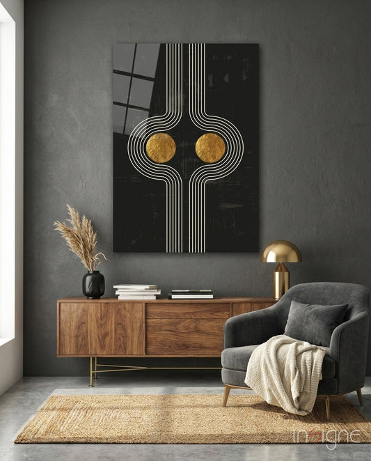 Two Dots Glass Wall Art - Lifestyle preview in a designer interior