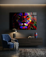 Lion Glass Wall Art - Lifestyle preview in a designer interior