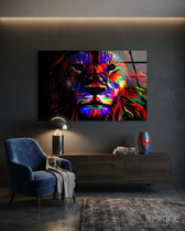 Lion Glass Wall Art - Lifestyle preview in a designer interior