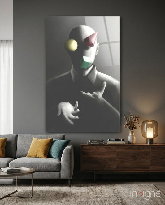 Juggler Glass Wall Art - Lifestyle preview in a designer interior