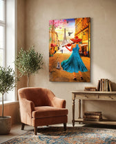 Eiffel and Music Glass Wall Art - Lifestyle preview in a designer interior