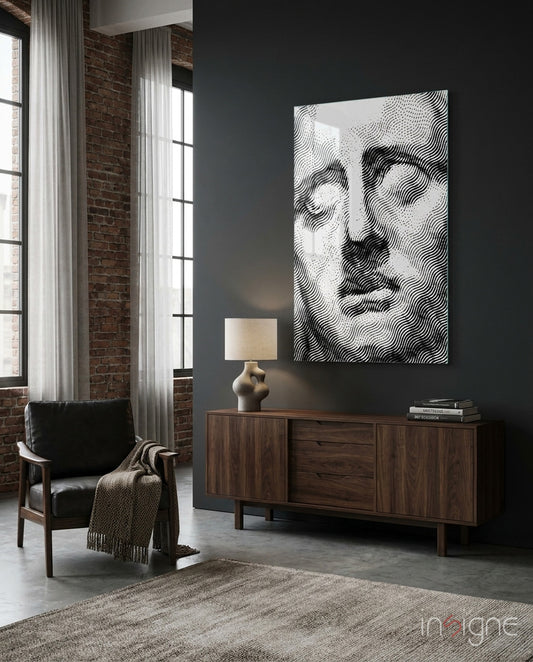 Sadness Glass Wall Art - Lifestyle preview in a designer interior
