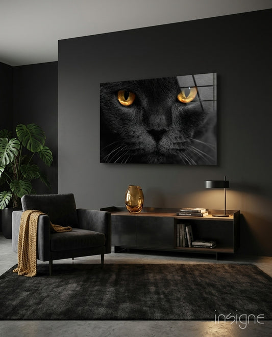 Cat Glass Wall Art - Lifestyle preview in a designer interior