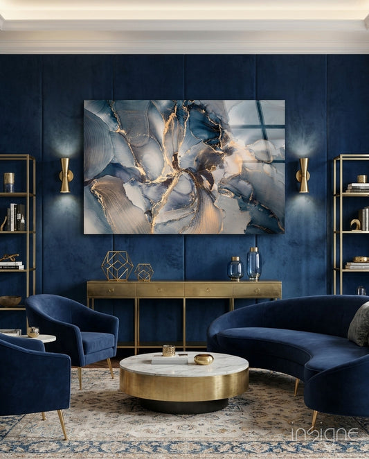 Marble  Glass Wall Art - Lifestyle preview in a designer interior