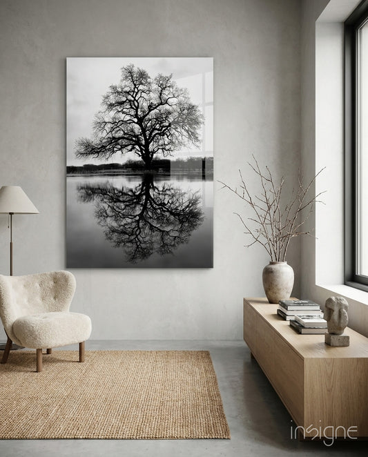 Tree Glass Wall Art - Lifestyle preview in a designer interior