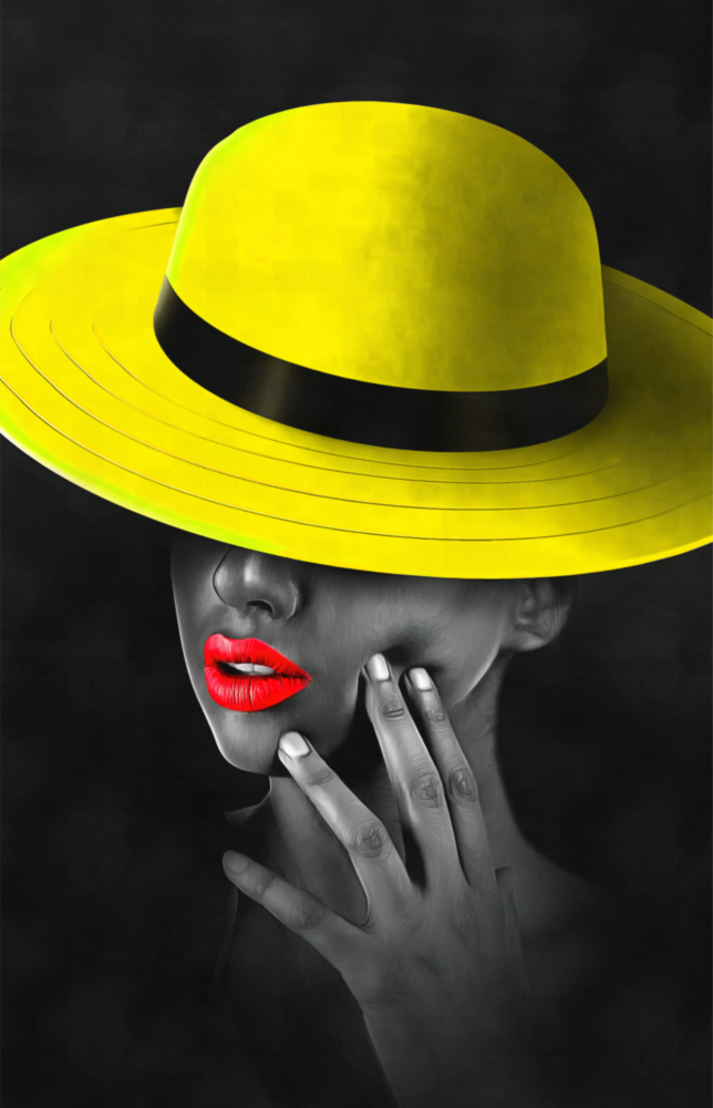 Yellow Hat Glass Wall Art