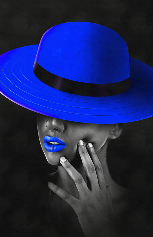 Blue Hat Glass Wall Art