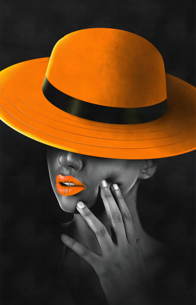 Orange Hat Glass Wall Art