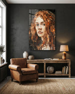 Woman  Glass Wall Art - Lifestyle preview in a designer interior