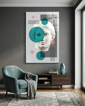 Statue Glass Wall Art - Lifestyle preview in a designer interior