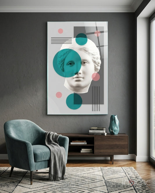 Statue Glass Wall Art - Lifestyle preview in a designer interior