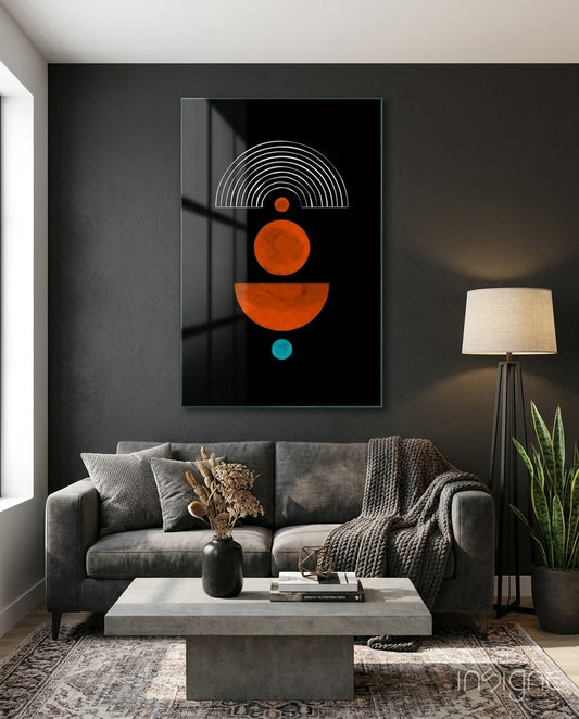 Dots Under the Rainbow Glass Wall Art - Lifestyle preview in a designer interior