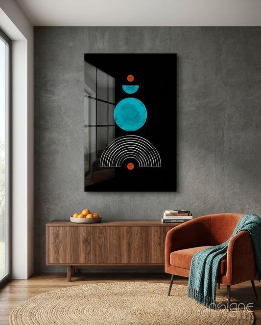 Dot Under the Rainbow Glass Wall Art - Lifestyle preview in a designer interior