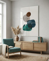 Dance of Earth Colors Glass Wall Art - Lifestyle preview in a designer interior