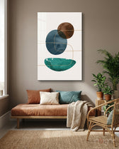 Dance of Earth Colors Glass Wall Art - Lifestyle preview in a designer interior