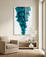 Blue Layers Glass Wall Art - Lifestyle preview in a designer interior