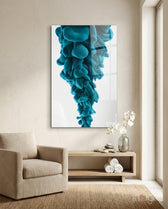 Blue Layers Glass Wall Art - Lifestyle preview in a designer interior