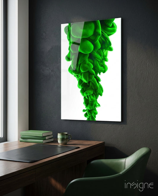 Green Layers Glass Wall Art - Lifestyle preview in a designer interior