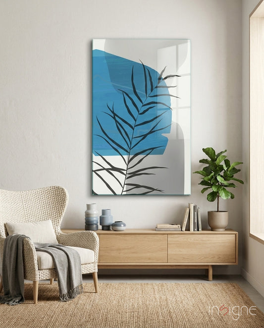 Autumn Blue Glass Wall Art - Lifestyle preview in a designer interior