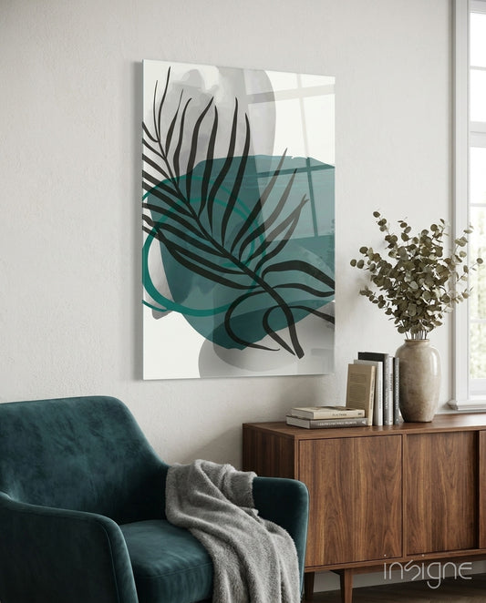 Autumn Green Glass Wall Art - Lifestyle preview in a designer interior