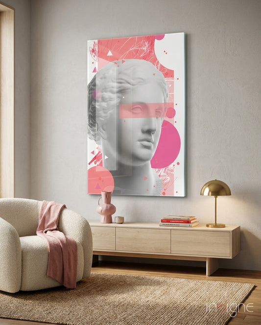 Statue Glass Wall Art - Lifestyle preview in a designer interior