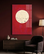 Fly from the Moon Glass Wall Art - Lifestyle preview in a designer interior