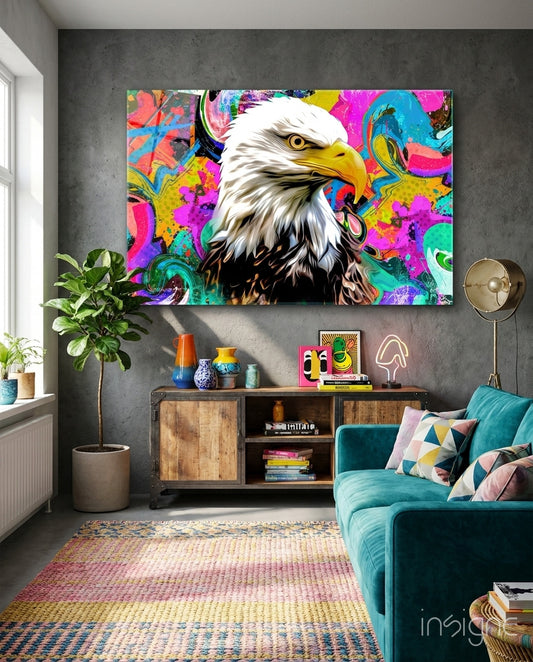 Eagle Eye Glass Wall Art - Lifestyle preview in a designer interior