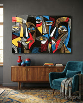 Faces Glass Wall Art - Lifestyle preview in a designer interior