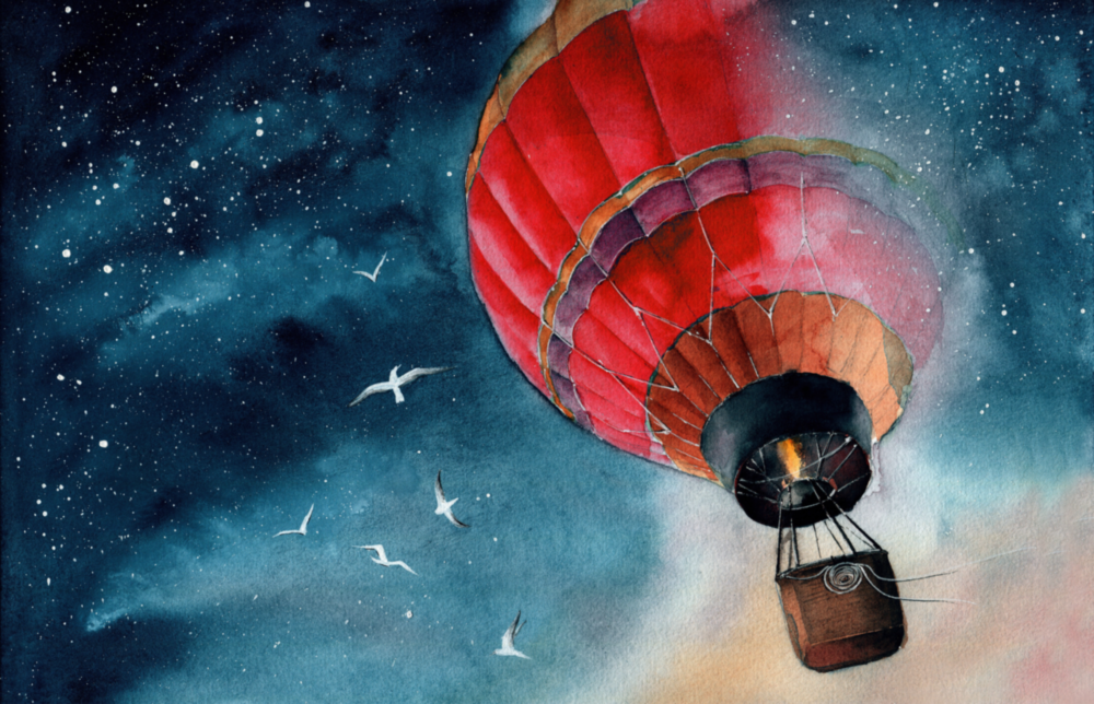 Baloon to the Moon Glass Wall Art