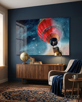 Baloon to the Moon Glass Wall Art - Lifestyle preview in a designer interior