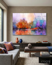 Lake View Glass Wall Art - Lifestyle preview in a designer interior