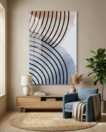 Lines of Waves Glass Wall Art - Lifestyle preview in a designer interior