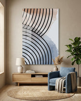Lines of Waves Glass Wall Art - Lifestyle preview in a designer interior