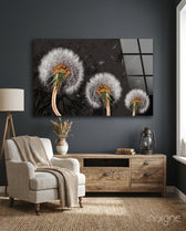 Dandelions Glass Wall Art - Lifestyle preview in a designer interior