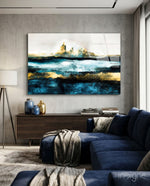 Sea of a Dream Glass Wall Art - Lifestyle preview in a designer interior