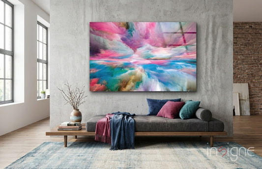 Clouds of a Dream Glass Wall Art - Lifestyle preview in a designer interior