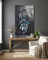 Dreamcatcher Glass Wall Art - Lifestyle preview in a designer interior
