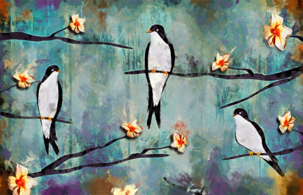 Birds of a Dream Glass Wall Art