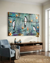 Birds of a Dream Glass Wall Art - Lifestyle preview in a designer interior