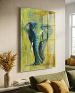 Elephant Glass Wall Art - Lifestyle preview in a designer interior