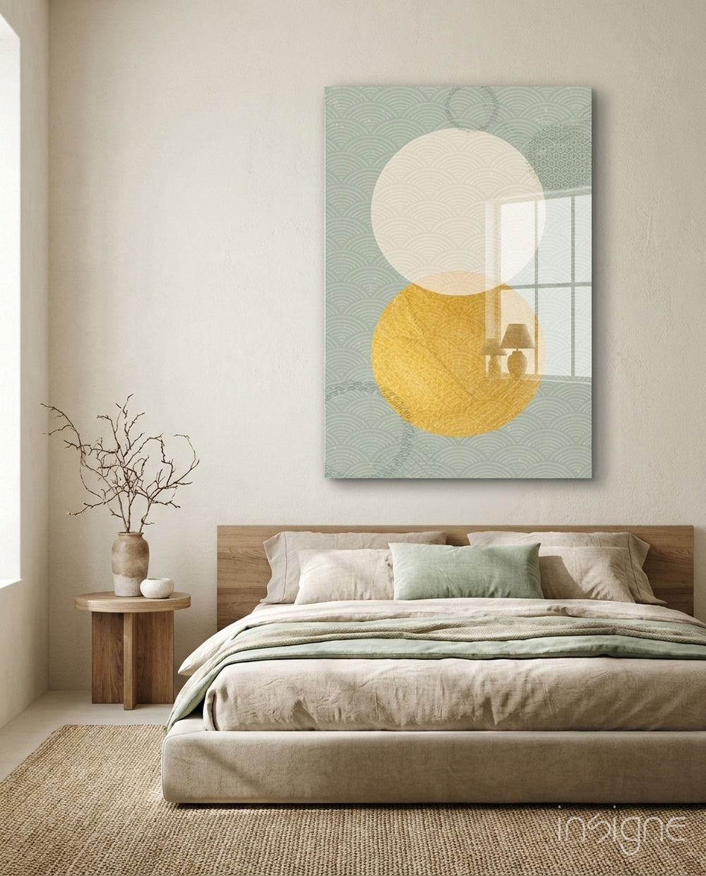 Sun and Moon Glass Wall Art - Lifestyle preview in a designer interior