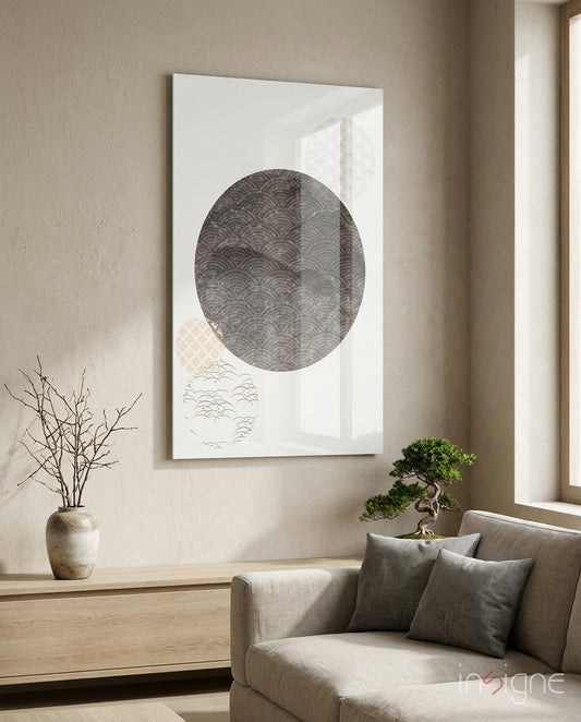 Black Moon Glass Wall Art - Lifestyle preview in a designer interior