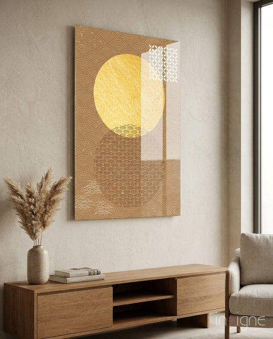 Shadow of the Sun  Glass Wall Art - Lifestyle preview in a designer interior
