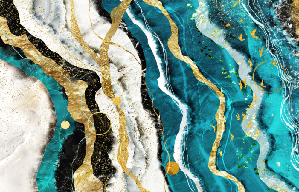 Marble Waves Glass Wall Art