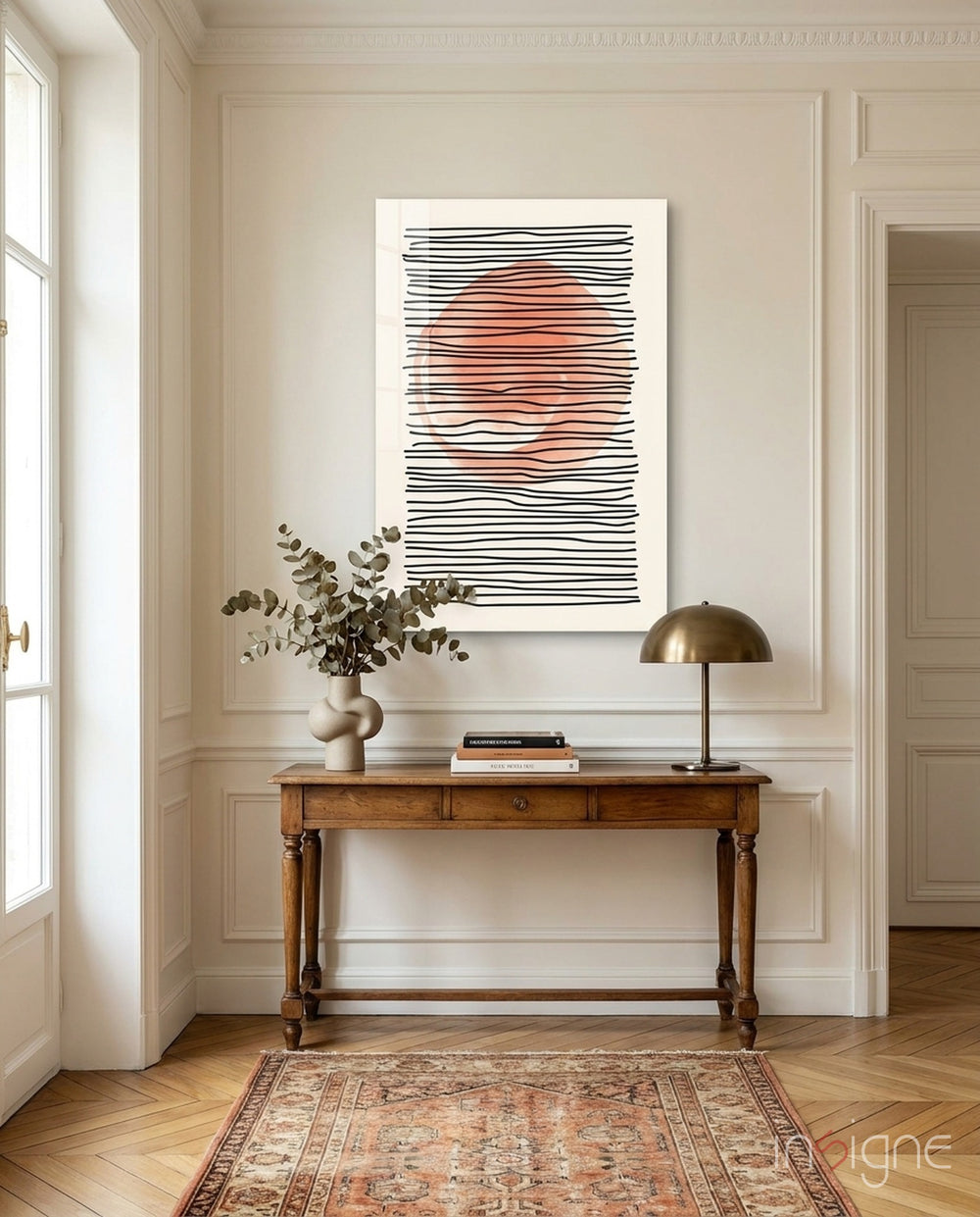 Abstract Sunset Glass Wall Art - Lifestyle preview in a designer interior