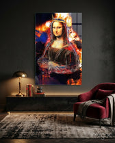Queen Mona Lisa Glass Wall Art - Lifestyle preview in a designer interior