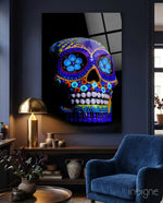 Sugar Skull Glass Wall Art - Lifestyle preview in a designer interior