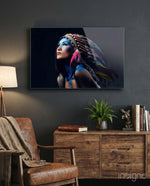 Red Indian Glass Wall Art - Lifestyle preview in a designer interior
